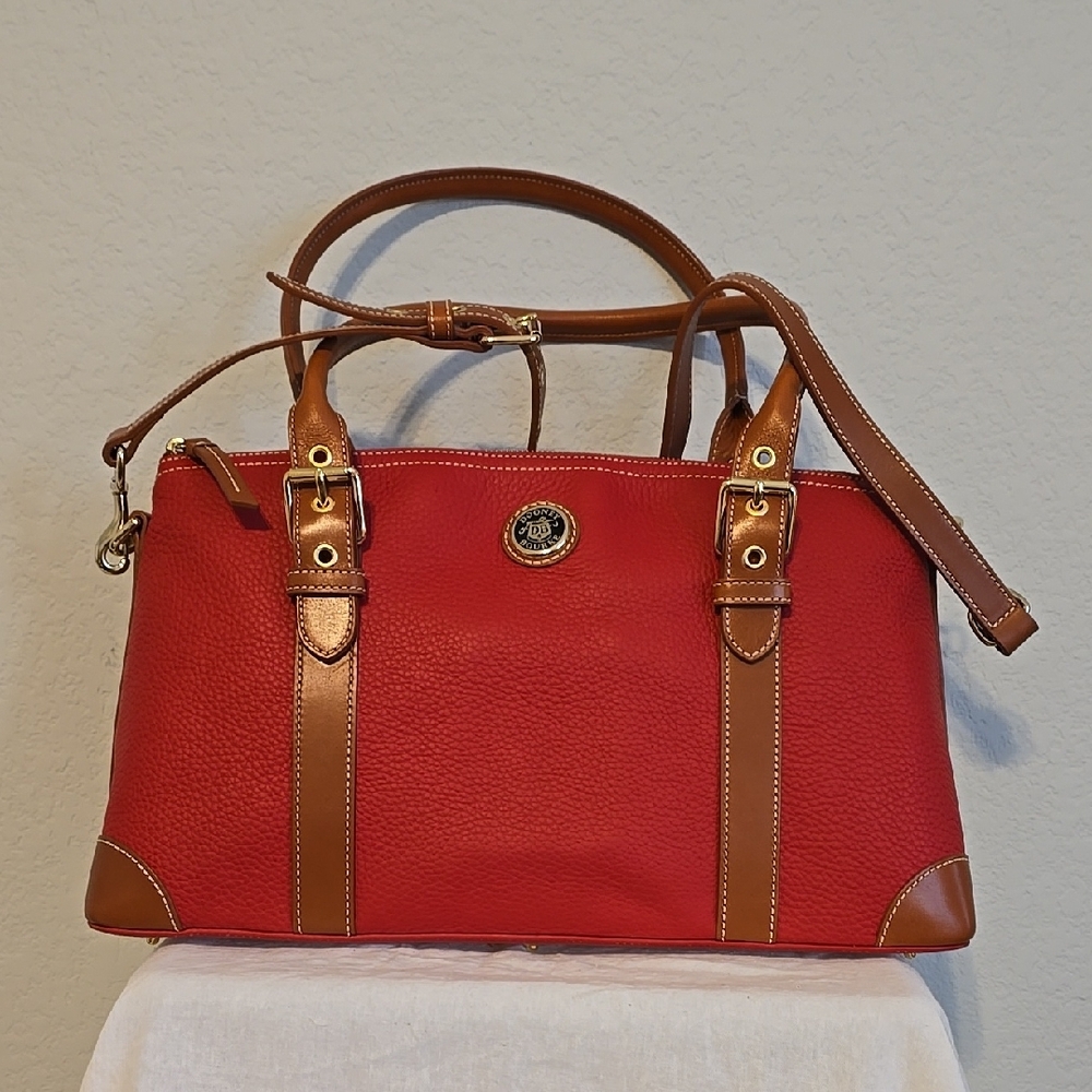 Dooney & Bourke Red & Brown Leather Large Domed Satchel. Great Gift! Price Firm